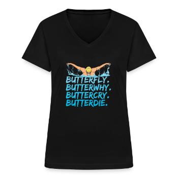 Schwimmen Spruch für einen Schwimmer - Frauen-T-Shirt mit V-Ausschnitt - Schwarz - Vorne - Lela (165cm)