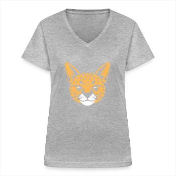 Serval - Frauen-T-Shirt mit V-Ausschnitt - Grau meliert - Vorne - Lela (165cm)