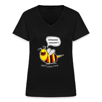 Ich bin eine Biene - Premium Longsleeve - Women - Frauen-T-Shirt mit V-Ausschnitt - Schwarz - Vorne - Lela (165cm)