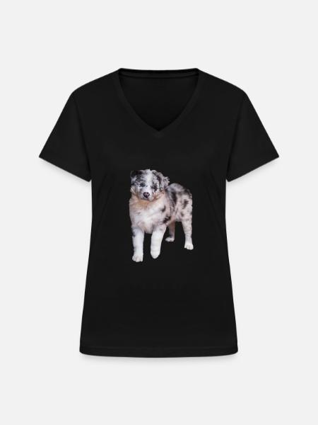 Australian Shepherd - Frauen-T-Shirt mit V-Ausschnitt - Schwarz