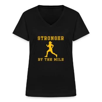 Lustiger Ultramarathon Marathonläufer - Frauen-T-Shirt mit V-Ausschnitt - Schwarz - Vorne - Lela (165cm)
