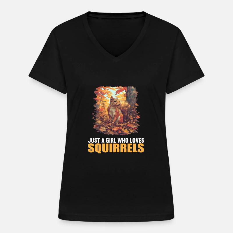 Squirrel - Women's V-neck T-shirt - black