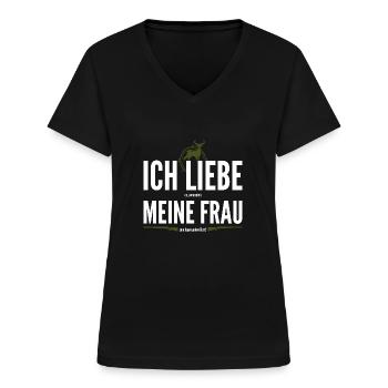 Jäger Jägerin Jagen Jagd Jagt Hunting Hunter Hunt - Frauen-T-Shirt mit V-Ausschnitt - Schwarz - Vorne - Lela (165cm)
