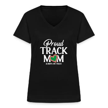 Proud athletics mom, always on the lookout - Women's V-neck T-shirt - black - Front - Lela (165cm)