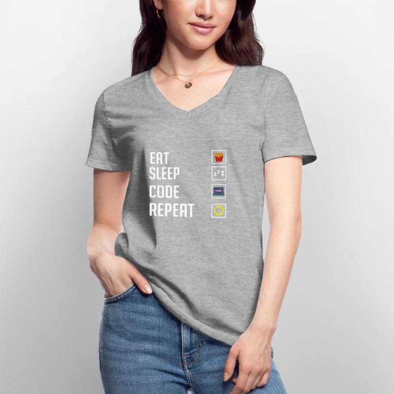 Programmeur Programmation Ordinateur Développeur Pc T-shirt col V Femme