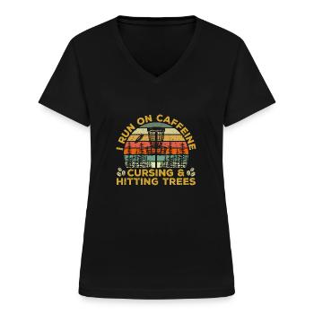 Discgolf Disc Golf Frisbee - Frauen-T-Shirt mit V-Ausschnitt - Schwarz - Vorne - Lela (165cm)