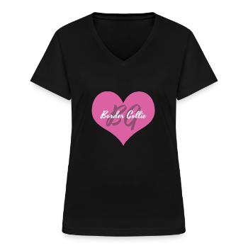 Border Collie - Frauen-T-Shirt mit V-Ausschnitt - Schwarz - Vorne - Lela (165cm)