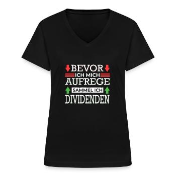 Aktien Börse Dividenden - Frauen-T-Shirt mit V-Ausschnitt - Schwarz - Vorne - Lela (165cm)