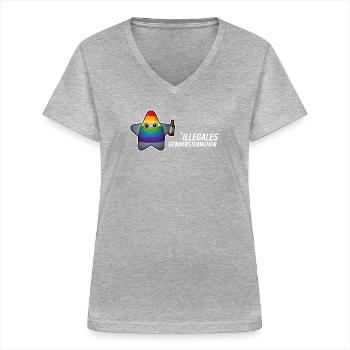 Illegal gender asterisk? Too cute to be sued! - Women's V-neck T-shirt - sports grey - Front - Lela (165cm)