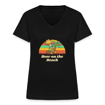Beer on the Beach Drinking Party Alcoholic - Frauen-T-Shirt mit V-Ausschnitt - Schwarz - Vorne - Lela (165cm)