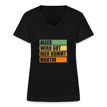 Martin - T-shirt col V Femme - noir - Devant - Lela (165cm)