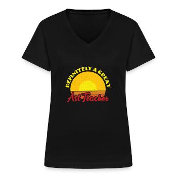 Definitely A Great ASL Teacher Hearing Aid - Women's V-neck T-shirt - black - Front - Lela (165cm)