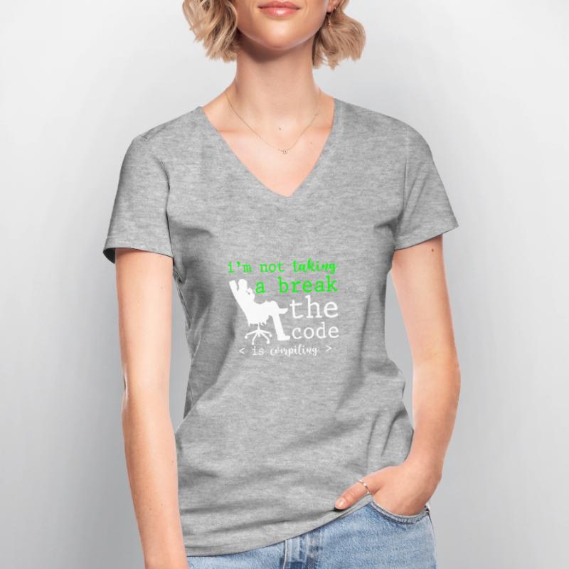 Je ne fais pas de pause, le code compile 2 T-shirt col V Femme