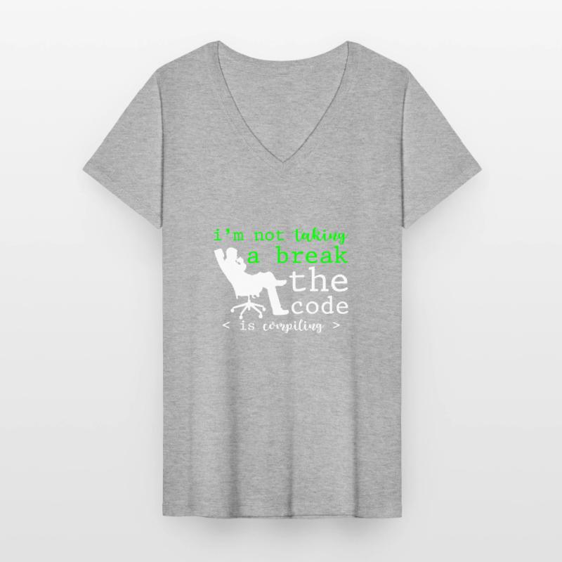 Je ne fais pas de pause, le code compile 2 T-shirt col V Femme