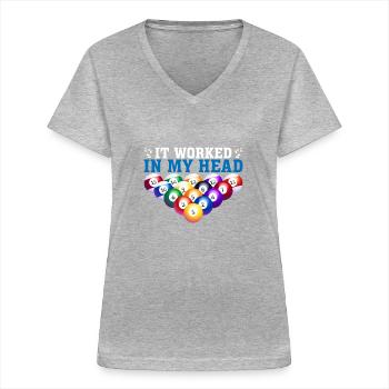 It Worked In My Head 3 - Women's V-neck T-shirt - sports grey - Front - Lela (165cm)