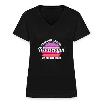 Hochzeit Junggesellenabschied Trauzeugin - Frauen-T-Shirt mit V-Ausschnitt - Schwarz - Vorne - Lela (165cm)