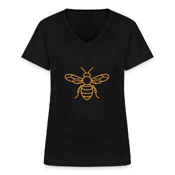 Biene - Frauen-T-Shirt mit V-Ausschnitt - Schwarz - Vorne - Lela (165cm)