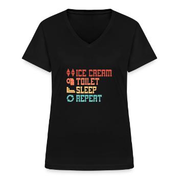 Crème Toilet Sommeil Répéter Sans Nutrition Laitière - T-shirt col V Femme - noir - Devant - Lela (165cm)
