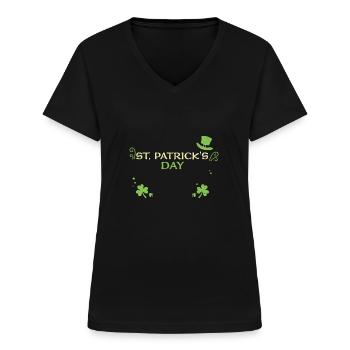 St. Patrick's Day - Women's V-neck T-shirt - black - Front - Lela (165cm)