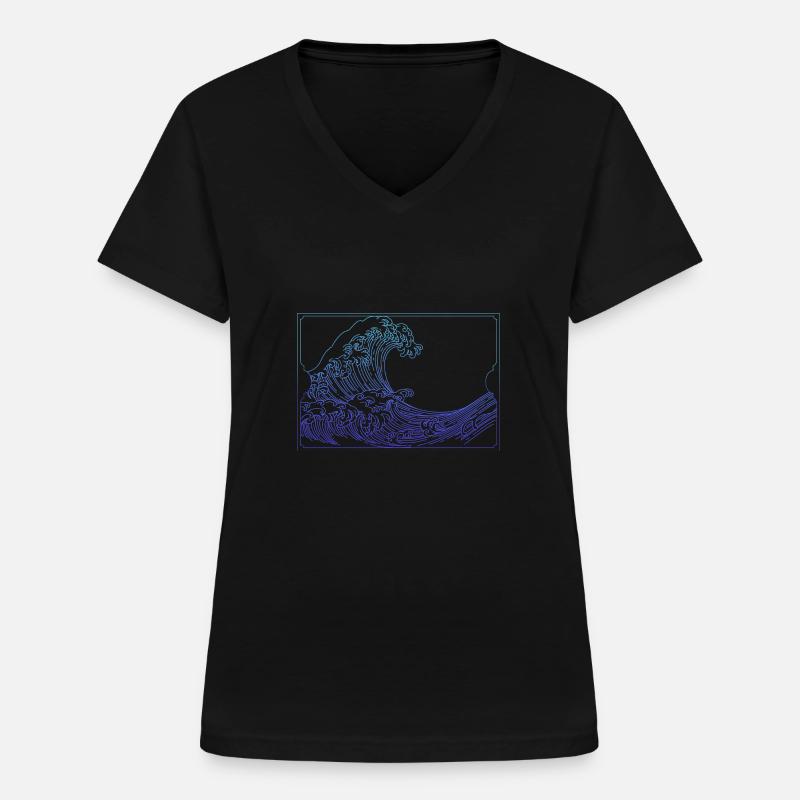 Waves only - Women's V-neck T-shirt - black