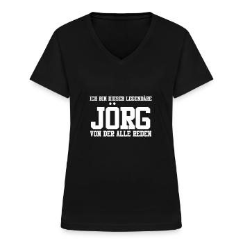 Jörg Name Design - Frauen-T-Shirt mit V-Ausschnitt - Schwarz - Vorne - Lela (165cm)