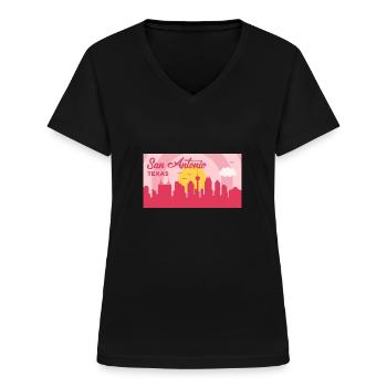 San Antonio Texas Skyline Design für stolze San - Frauen-T-Shirt mit V-Ausschnitt - Schwarz - Vorne - Lela (165cm)