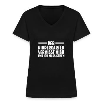 Kindergarten Erzieher Kita Erzieher Geschenk - Frauen-T-Shirt mit V-Ausschnitt - Schwarz - Vorne - Lela (165cm)