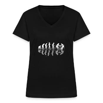 Jeu d’échecs d’échecs - T-shirt col V Femme - noir - Devant - Lela (165cm)