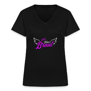 Team Braut Team Bride Junggesellinnenabschied JGA - Frauen-T-Shirt mit V-Ausschnitt - Schwarz - Vorne - Lela (165cm)