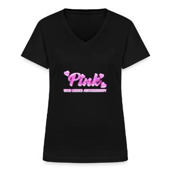 Pink war leider ausverkauft - Frauen-T-Shirt mit V-Ausschnitt - Schwarz - Vorne - Lela (165cm)