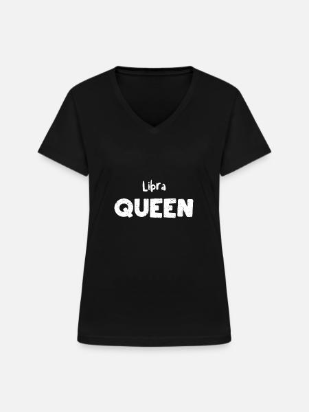 Libra Queen - Astrology - Frauen-T-Shirt mit V-Ausschnitt - Schwarz