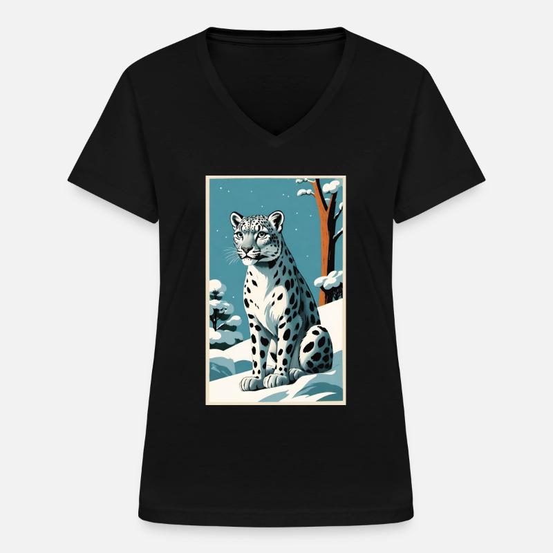 Snow Leopard | Leopard | Predator - Women's V-neck T-shirt - black