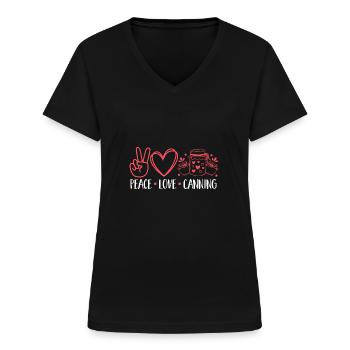 Einmachen Einkochen Lebensmitteln Konservieren - Frauen-T-Shirt mit V-Ausschnitt - Schwarz - Vorne - Lela (165cm)