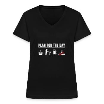 Plan For The Day Grilling Grill Master Barbecue Bb - Frauen-T-Shirt mit V-Ausschnitt - Schwarz - Vorne - Lela (165cm)
