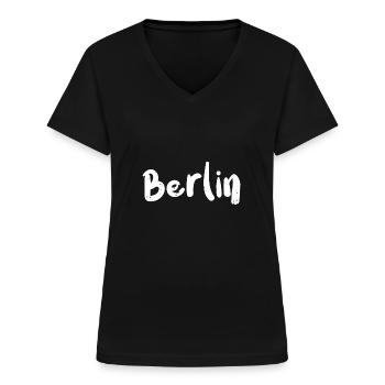 Berlin - Berlin - Frauen-T-Shirt mit V-Ausschnitt - Schwarz - Vorne - Lela (165cm)