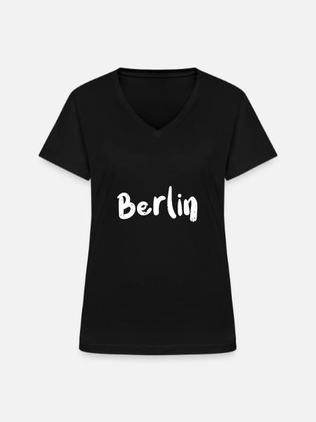 Berlin - Berlin - Frauen-T-Shirt mit V-Ausschnitt - Schwarz