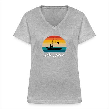Lake Mead Fishing Spot - Women's V-neck T-shirt - sports grey - Front - Lela (165cm)
