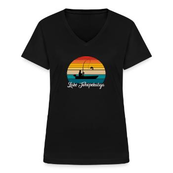 Lake Tohopekaliga Fishing Spot - Women's V-neck T-shirt - black - Front - Lela (165cm)