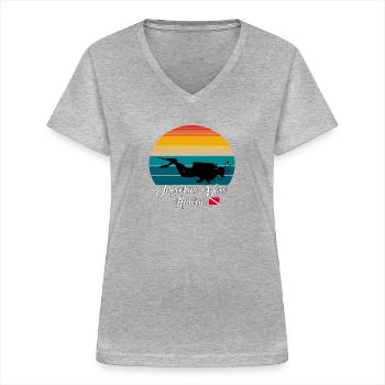 Molokini Wall Hawaii Diving - Frauen-T-Shirt mit V-Ausschnitt - Grau meliert - Vorne - Lela (165cm)