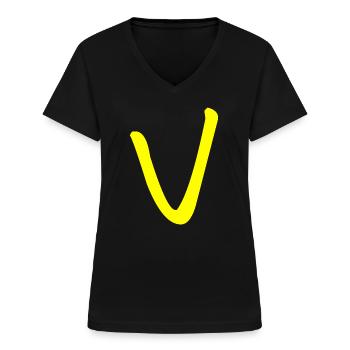Buchstabe V - Frauen-T-Shirt mit V-Ausschnitt - Schwarz - Vorne - Lela (165cm)