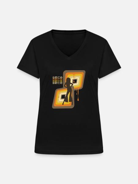 Dance 70er - Frauen-T-Shirt mit V-Ausschnitt - Schwarz