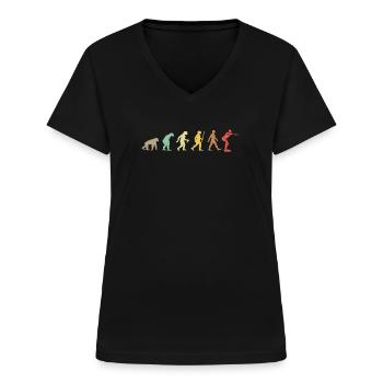 Swim Retro Swimming Evolution Lustiger Schwimmer - Frauen-T-Shirt mit V-Ausschnitt - Schwarz - Vorne - Lela (165cm)