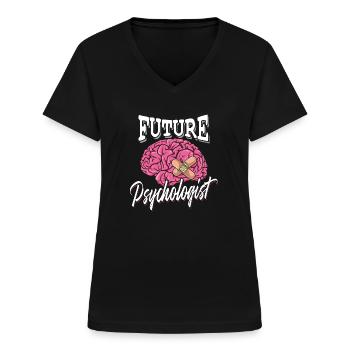 Futuro Psicologo - Terapia Psicologia Cervello - Maglietta da donna con scollo a V - nero - Fronte - Lela (165cm)