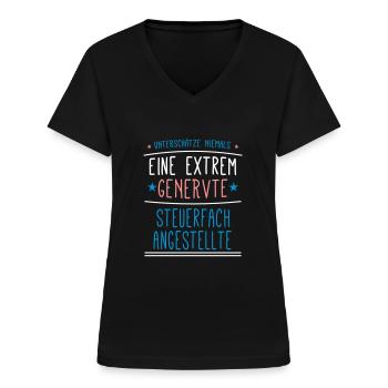 Steuerfachangestellte Beruf - Geschenk - Frauen-T-Shirt mit V-Ausschnitt - Schwarz - Vorne - Lela (165cm)