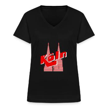 Köln - Frauen-T-Shirt mit V-Ausschnitt - Schwarz - Vorne - Lela (165cm)