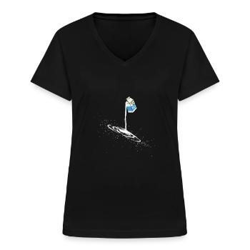 Milch Milchstraße Milchpackung Weltall Weltraum - Frauen-T-Shirt mit V-Ausschnitt - Schwarz - Vorne - Lela (165cm)