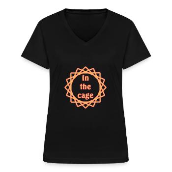 Design In the cage - Women's V-neck T-shirt - black - Front - Lela (165cm)
