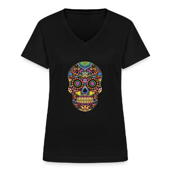 Dia de los Muertos - Frauen-T-Shirt mit V-Ausschnitt - Schwarz - Vorne - Lela (165cm)