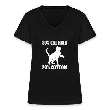 Katze Haustier Kater Katzen Hauskatzen Kätzchen - Frauen-T-Shirt mit V-Ausschnitt - Schwarz - Vorne - Lela (165cm)