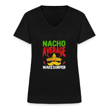 Nacho Wakesurfer moyen Cinco De Mayo Mexicain - T-shirt col V Femme - noir - Devant - Lela (165cm)